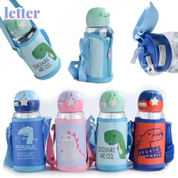 Taza Sippy de agua para niños con bolsa, vasos de alimentación de bebé de dibujos animados con pajitas, botellas de agua a prueba de fugas, tazas portátiles para niños al aire libre