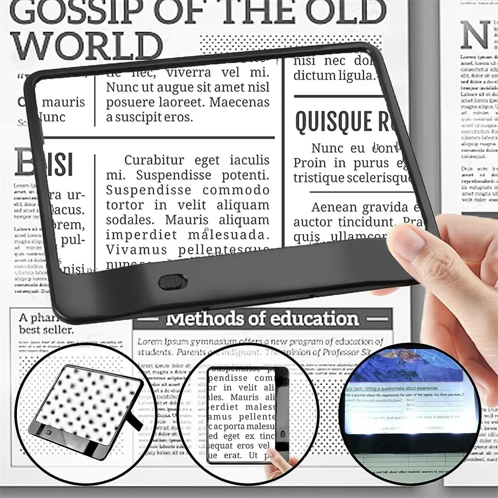 3X Reading Magnifier Large Full Page Magnifying Sheet with LED Lights Lightweight For Books Kids Seniors Reading reading magnifier
