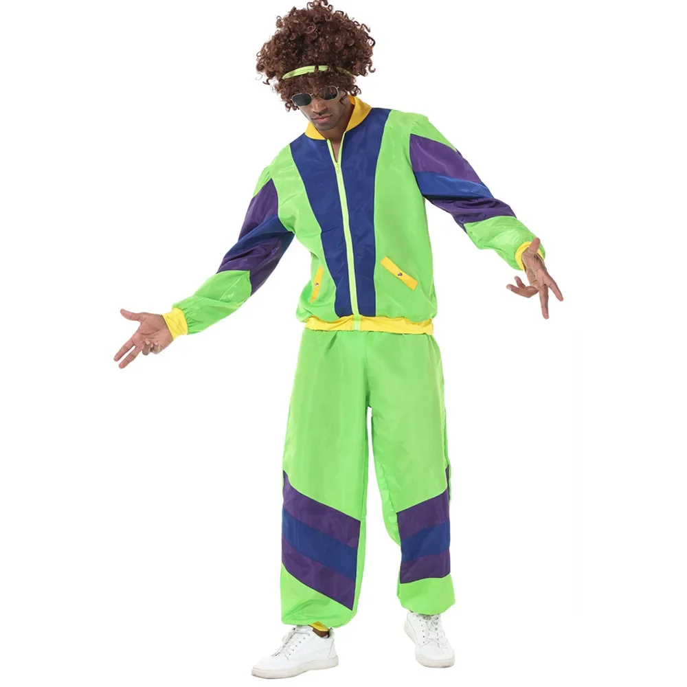 Personalized Hip Hop Rock Adult Men's 80s Retro Sportswear Hippie Disco Cosplay Costume Rave Suit Party Performance Dance Clothe