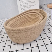 Oval Woven Storage Basket Cotton Rope Woven Basket Simple Table Top Sundries Bedside Storage Basket Cosmetics Storage Basket 3