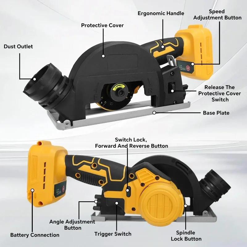 DEWALT 4인치 앵글 그라인더 무선 절단 톱 4인치 JMJ 컷오프 공구 연삭기 그라인더 전동 공구