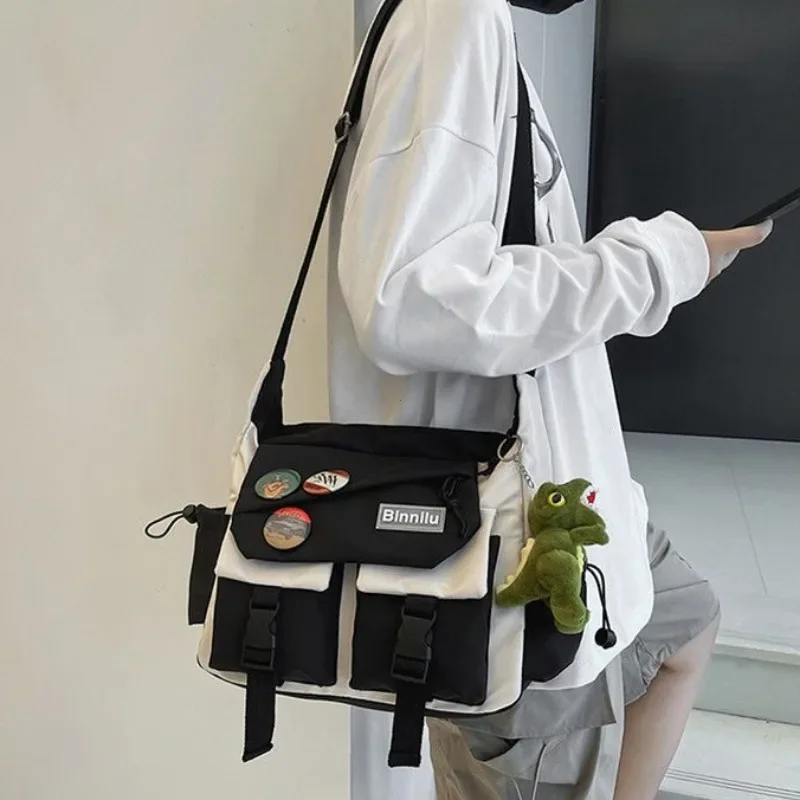Harajuku Nylon Canvas Crossbody Bags Messenger Bag Girls School Book Bags Shoulder Bags Women Men canvas bag shoulder bag ladies handbag crossbody bag
