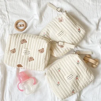 Borsa per pannolini per neonati con cerniera Borsa per pannolini Borse per passeggino da viaggio Borsa per la nuova mamma Borsa per mamma con ricamo con stampa carina