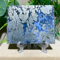 Natural Crystal Slab Maecasite Agate Stones Section Gemstone Meditation Room Home Decoration Geode Witchcraft Feng Shui +Stand 1