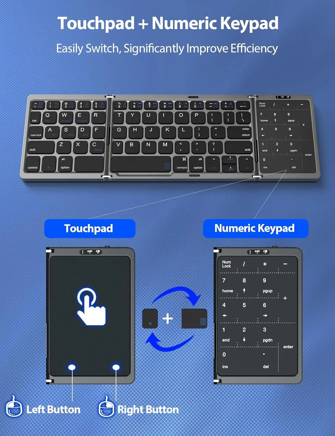Steam Deck teclado plegable de viaje, multidispositivo portátil