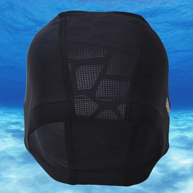 New 2024 Elastic Waterproof PU Fabric Protect Ears Long Hair Sports Swim Pool Hat Swimming Cap Free Size for Men & Women Adults 2