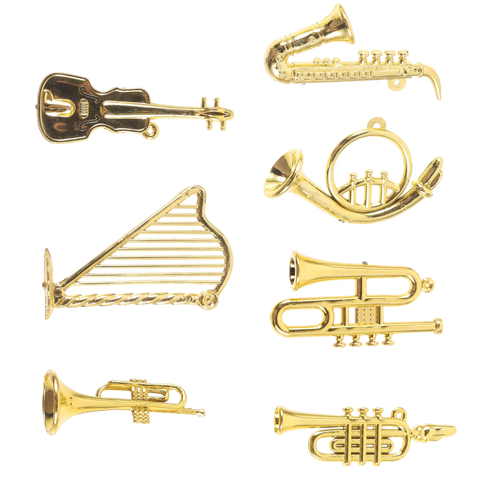 7pcs Mini Musical Instruments Christmas Tree Hanging naments Xmas Decor Miniature Instruments Home Decor Plastic Instrument 3