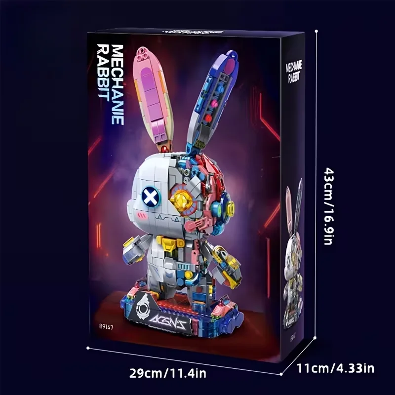 창의적인 기계식 토끼 모델 빌딩 블록 세트, 정교한 디테일과 밝은 색상의 귀여운 디자인, 이상적인 선물