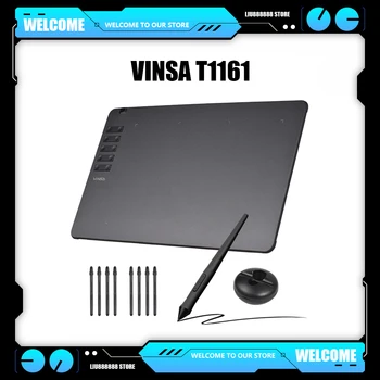 VINSA T1161 Graphics Drawing Tablet Ultra-thin Stylus 8 Pen Nibs Art Creation Sketch with 8192 Levels Pressure Battery-free