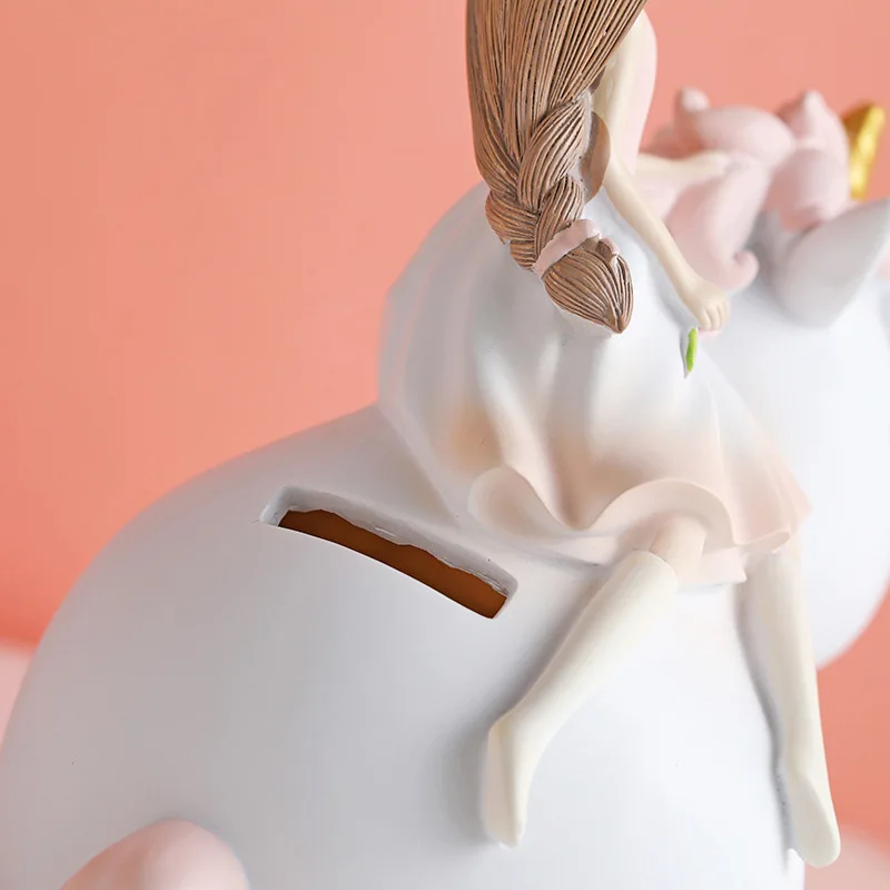 Princess Unicorn Piggy Bank for Kids Children Resin Cute Cartoon Animals Money Savings Box Coins Holder Storage Christmas Gift 4