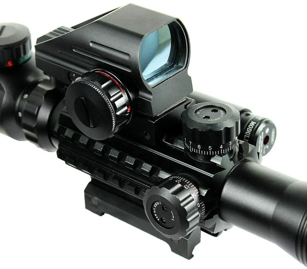 Scope Combo 4-12x50EG Dual Illuminated Scope+ Sight 4 Holographic Reticle Red/Green Dot Fit 20mm Mount