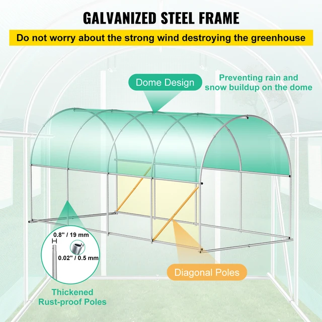 SucceBuy Walk-in Tunnel Greenhouse Galvanized Frame & Waterproof Cover 15x7x7/10x7x7/20x10x7/12x7x7 ft Greenhouses & Cold Frames 5 SucceBuy Walk-in Tunnel Greenhouse Galvanized Frame & Waterproof Cover 15x7x7/10x7x7/20x10x7/12x7x7 ft Greenhouses & Cold Frames 5