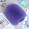 Luxury 100% Natural Real Fox Fur Hat Women Winter Elastic Knitted Real Fox Fur Bomber Cap Girls Warm Soft Fox Fur Beanies Hats 1