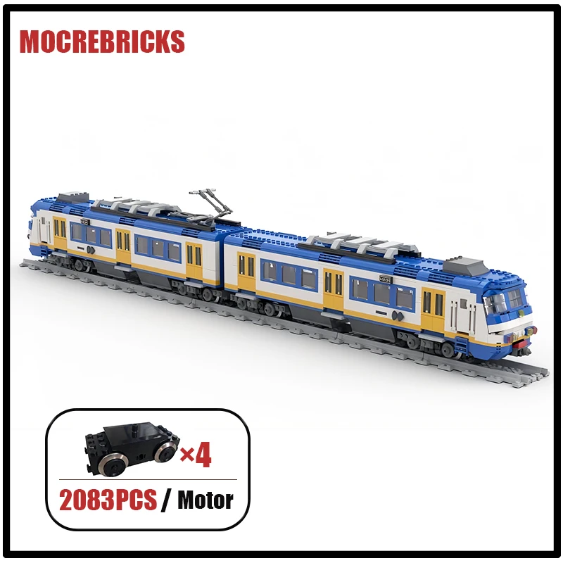 City Station Vehicle Dutch NS SGMm Passenger Train Technology Building Blocks Railway Carriage Sets Kid's DIY Toys Bricks Gifts 1