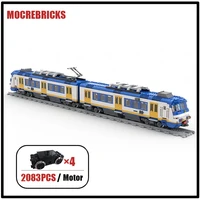 City Station Vehicle Dutch NS SGMm Passenger Train Technology Building Blocks Railway Carriage Sets Kid's DIY Toys Bricks Gifts 1
