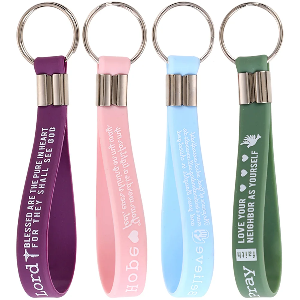 

4Pcs Portable Bible Keychains Bag Pendant Backpack Scriptures Keyrings Bag Scriptures Key Chains