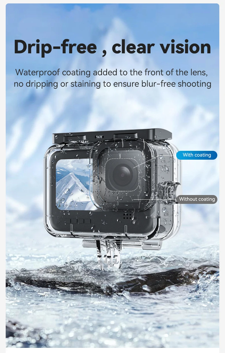 Waterproof Case Full Scene Anti-fog Underwater Tempered Glass Lens Diving Housin