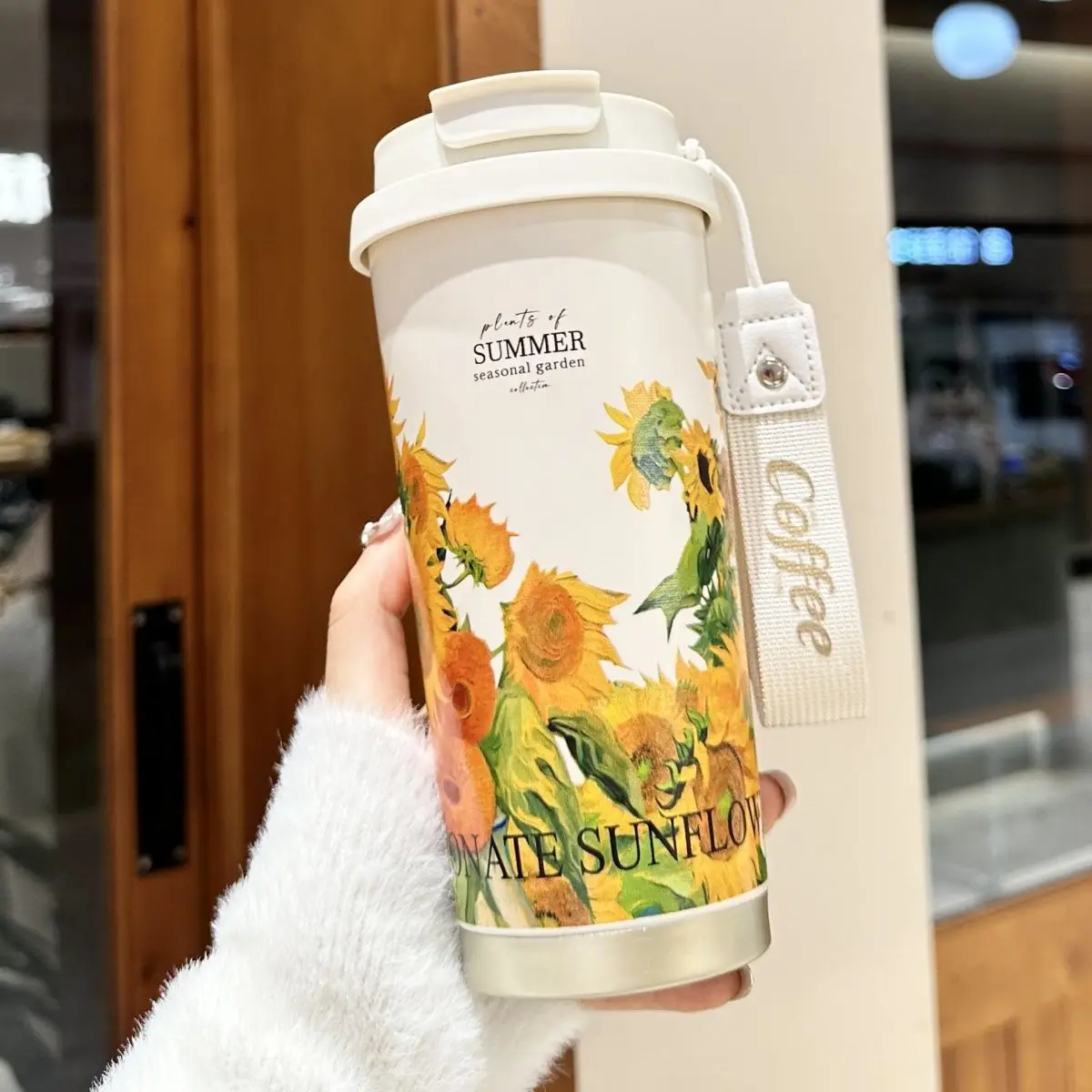 Floral Stainless Steel Insulated Coffee Tumbler - 500ml