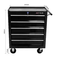 5-Drawer Rolling Tool Cart Organizer Steel Rolling Tool Trolley with Lockable Drawers Portable Tool Storage Chest on Wheels 2