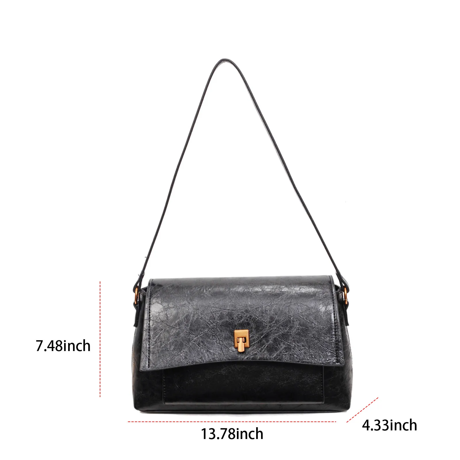 Women Girls PU Leather Underarm Shoulder Bag Adjustable Strap Solid Color Shoulder Bag One Shoulder Armpit Bag for Work Travel
