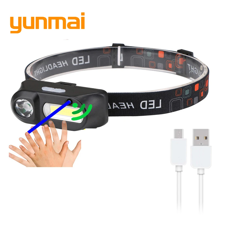 

Led Headlamp Sensor Use 18650 Battery Q5 Bulbs for Camping Cycling Head Flashlight Lamp Torch Portable Light Fishing Headlights