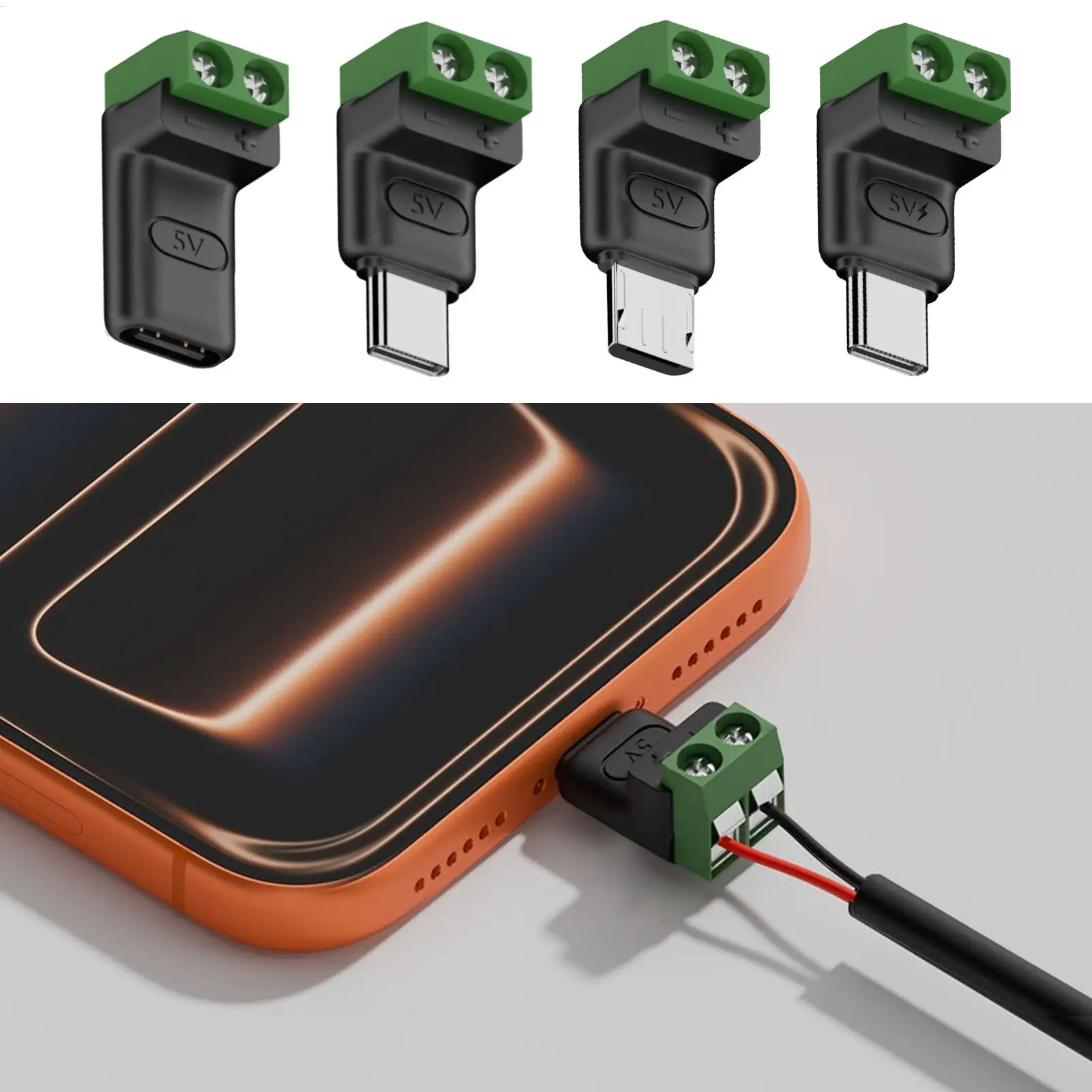 USB C Cable Adapter Male 2 Pin Quick Connection Head Solderless Type C Connectors for Industrial Scientific Repair Charging