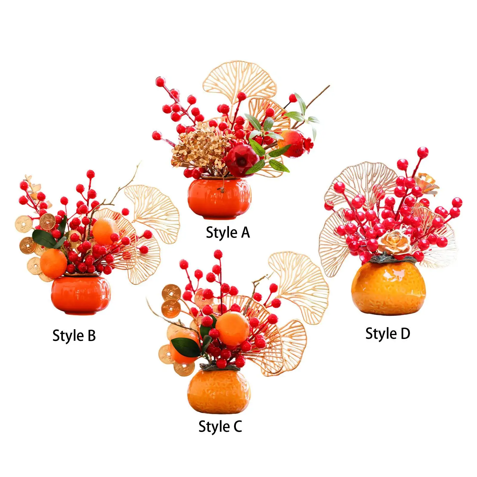 Artificial Potted Flower New Year Pots for Farmhouse Festival Dining Room