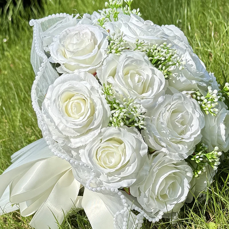 Set Fiori Artificiali MISSPIN - Rose, Peonie E Verdura Per Bouquet