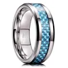 Somen 8mm Black Tungsten Carbide Rings Wedding Band For Men Blue Carbon Fiber Inlay Beveled Edge Polished Jewelry Men's Ring 4
