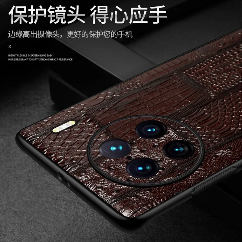 For VIVO X90 Pro Plus Phone Case Anti-knock Alligator pattern Classic Genuine Leather Soft TPU Back Cover