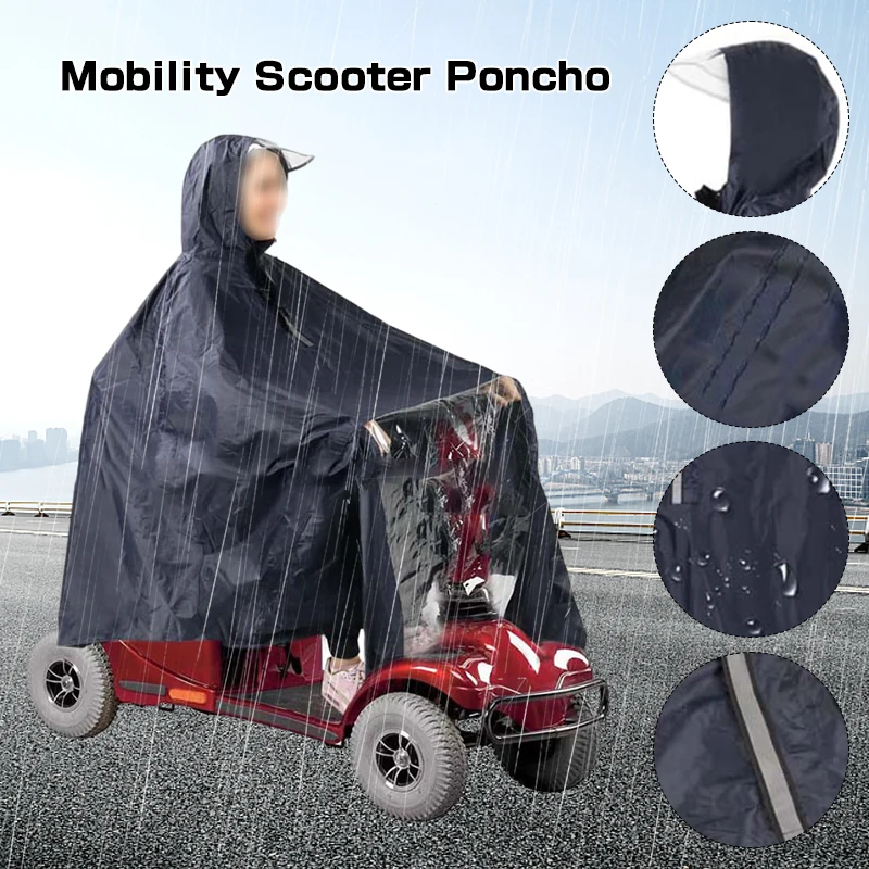 Raincoat Poncho Universal Elderly Mobility Scooter Waterproof Poncho Wheelchair Hooded Raincoat Rain Cover Electric Bike Cycling Ebike Rainwear