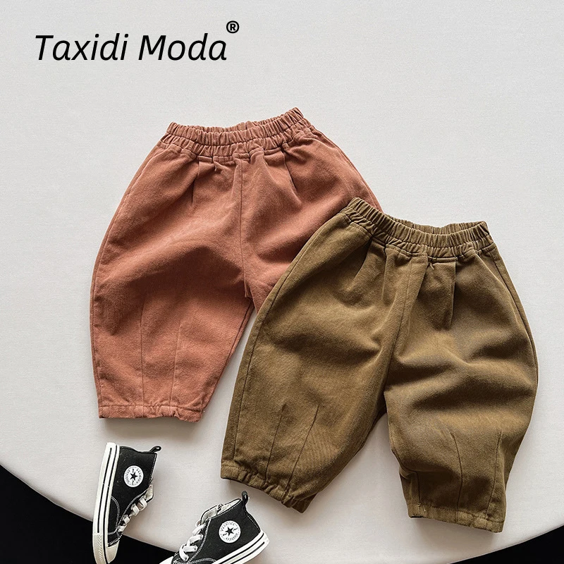 

Cotton Solid Spliced 2024 Spring Autumn New Kids Pants Casual Boys Trousers Loose Korean Toddler Wear Children Clothing For 1-8Y