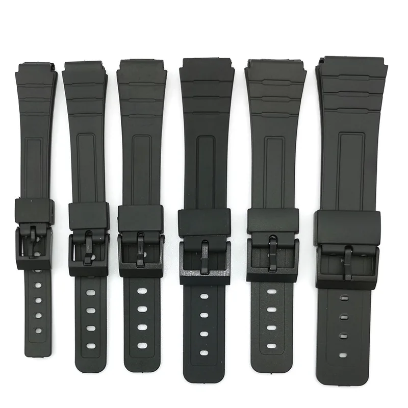 Black Resin Watch Bracelet Wristband Strap, Adjustable 16mm - 20mm