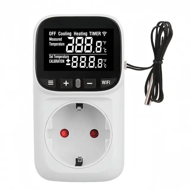 A25F-สมาร์ทเทอร์โมคอนโทรลเลอร์ซ็อกเก็ต TUYA WIFI พร้อมเซ็นเซอร์ในตัว สมาร์ทเทอร์โมสตัท 16A รีโมท ปลั๊กแบบ EU 1