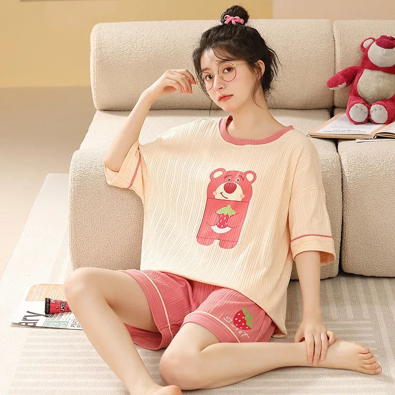 Pijama feminino Kawaii Anime, lindo conjunto de blusa de pelúcia e shorts  roupa de dormir linda Loli, Coelho branco B, G : : Moda