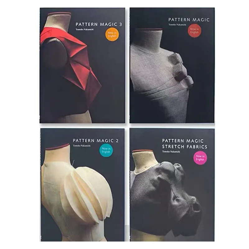 4-books-set-tomoko-nakamichi-pattern-magic-book-volume-1-4-stretch-fabrics-clothing-cutting-design-teaching-book