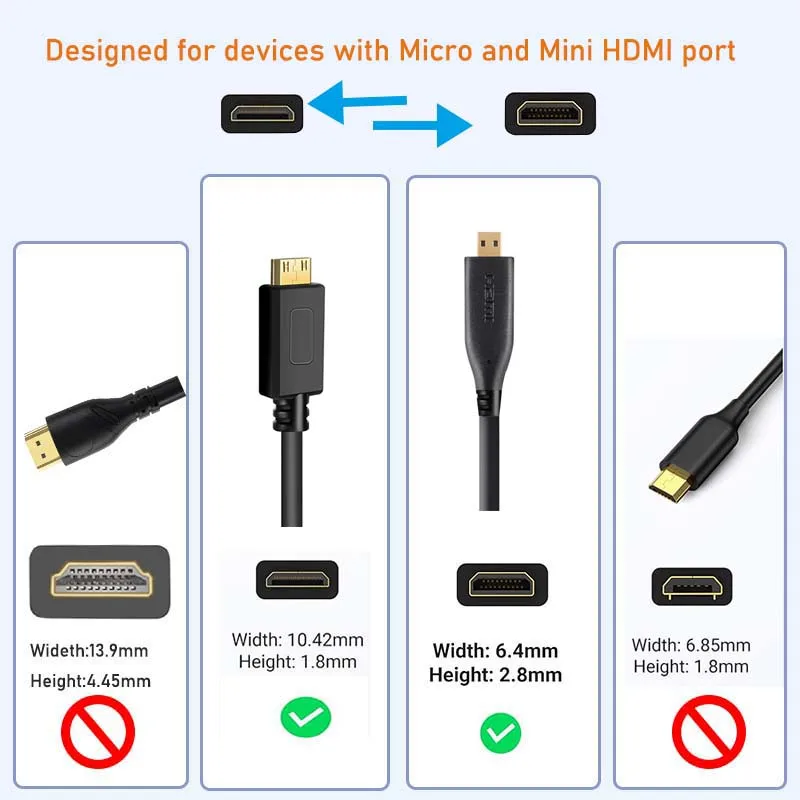 Bi-direction Micro HDMI to Mini HDMI Cable 4K 60Hz Mini to Micro Cable For GoPro Hero Raspberry Pi Retroid Pocket hdmi adapter cable hdmi cable hdmi adapter usb adapter cable