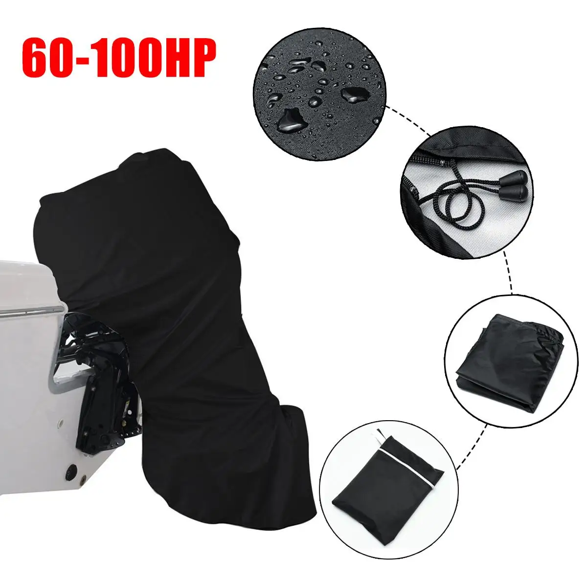 

420D 60-100HP Boat Full Outboard Engine Motor Anti-scratch Cover Protection Waterproof Oxford Fabric For 60-100HP Motors