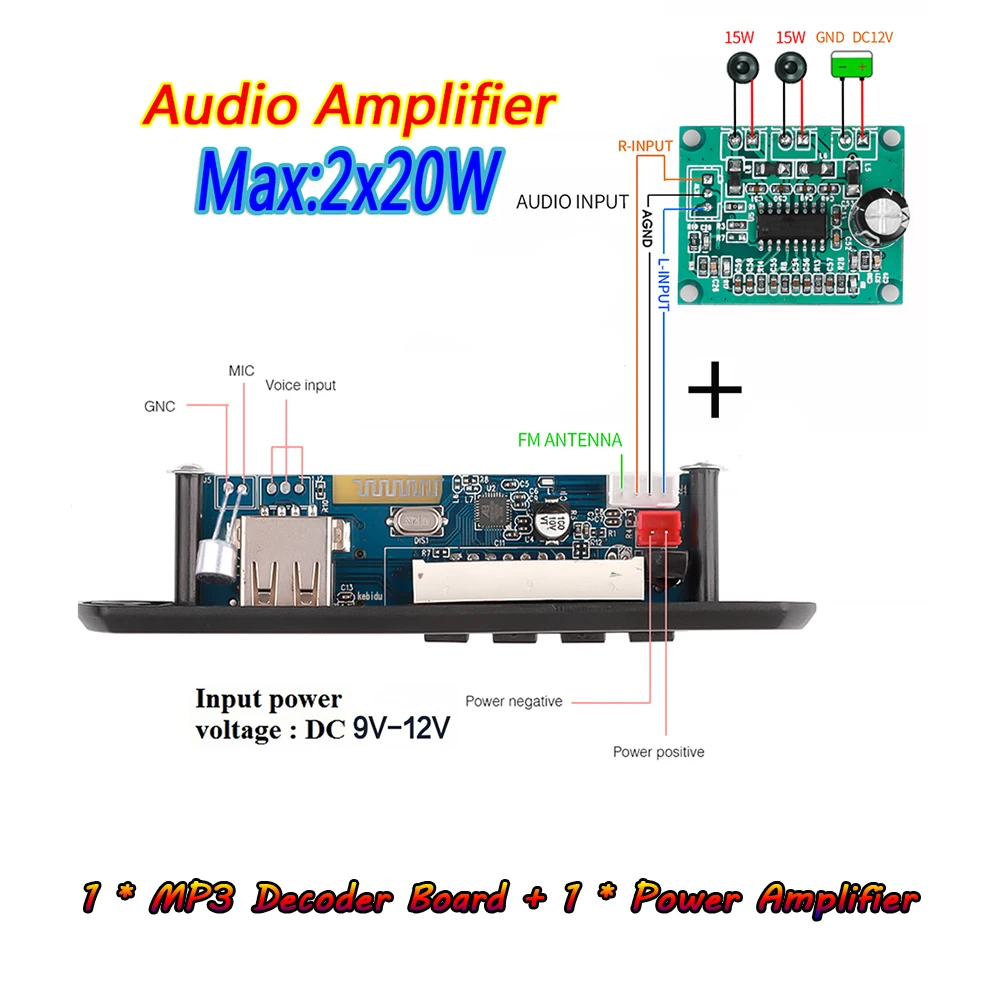 USB 3.5mm AUX FM Radio Wireless Bluetooth V5.0 Receiver MP3 Player 9V 12V Mp3 Decoder Board Module 1 Din Music Speaker Car Kit zune mp3 player MP3 Players