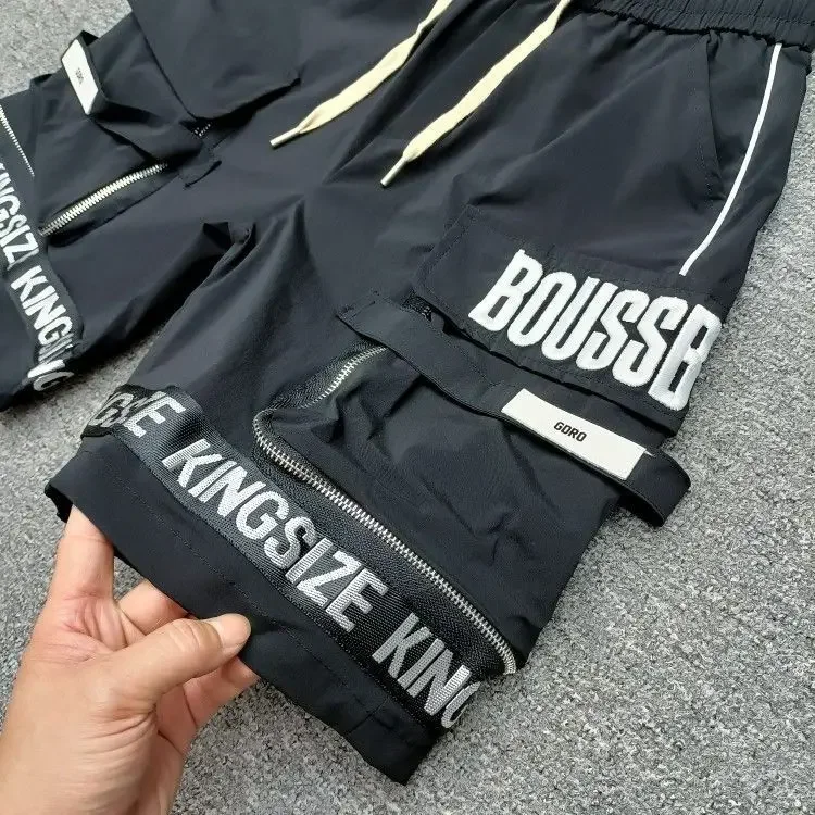 

Men's summer Patchwork y2k pants breathable loose work clothes large pockets casual shorts couples cargo pants women streetwear