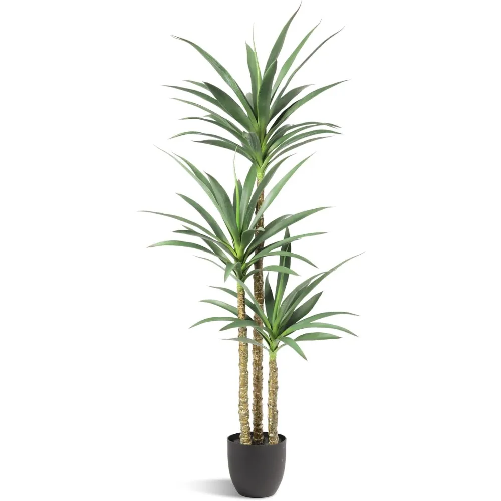 

Artificial Tree 5.3Ft Faux Agave Plant with 3 Heads in Plastic Pot Fake Tree for Home Decor Indoor or Outdoor Office