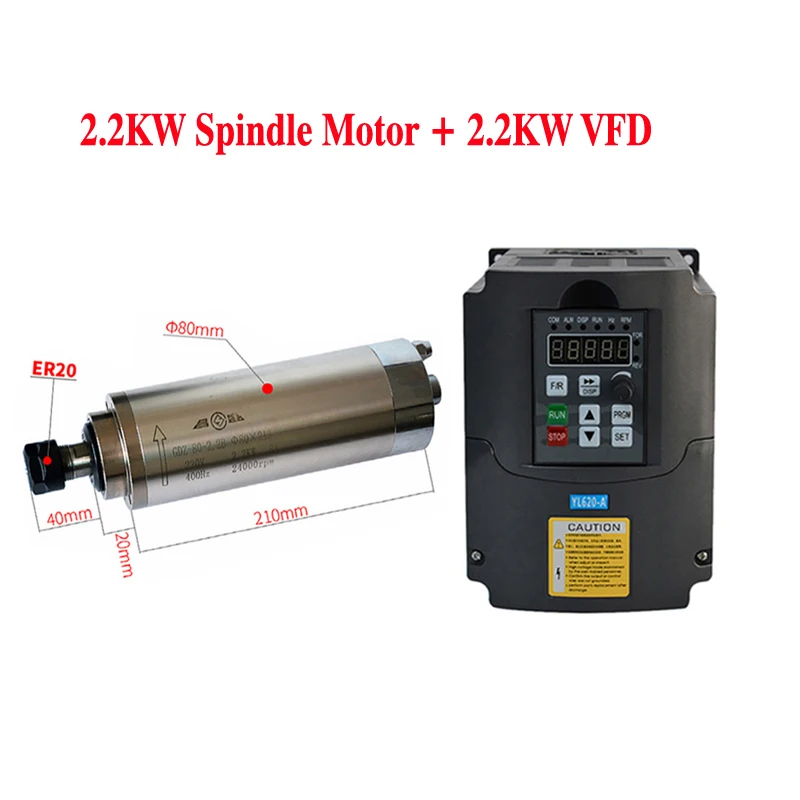 Cncルータ2.2KW 1.5KW周波数変換器vfd可変ドライバ水スピンドルモータ800ワット1500ワット2200ワットER11 ER20チャック  AliExpress