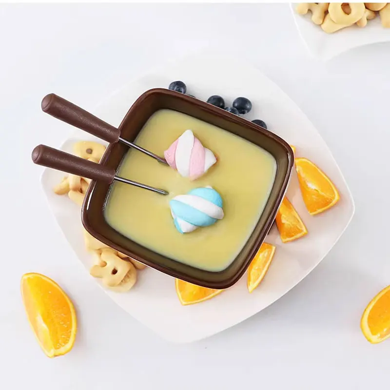 Creative Ceramic Fondue Pot for Chocolate, Cheese, and Ice Cream-Perfect for Melting and Keeping Warm