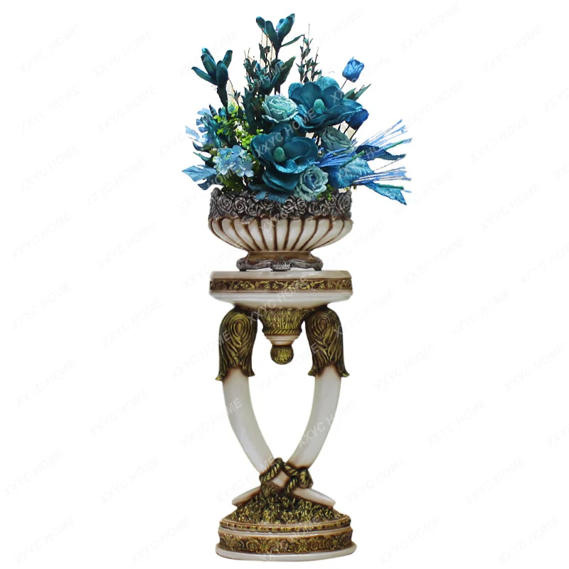 

Living Room Floor Large Vase Decoration European-Style Home Decoration Hotel Lobby Villa Crafts Artificial Flower Set