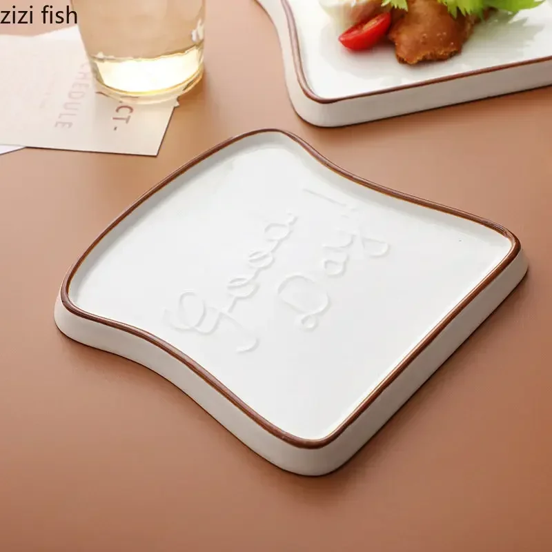 Ceramic Dinner Plate Creative Household Bread Plate Toast Dessert Plates Plates Cake Breakfast Tableware Ceramic