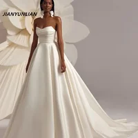 Customized vestidos de novia Floor Length Sweetheart A-Line Long Tail Backless For Women To Measures Charming Bridal Gowns 1