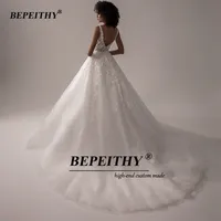 BEPEITHY Customized Vestido De Noiva V Neck Sleeveless Wedding Dresses 2025 For Women A Line Ivory Lace Bride Boho Bridal Gown 2