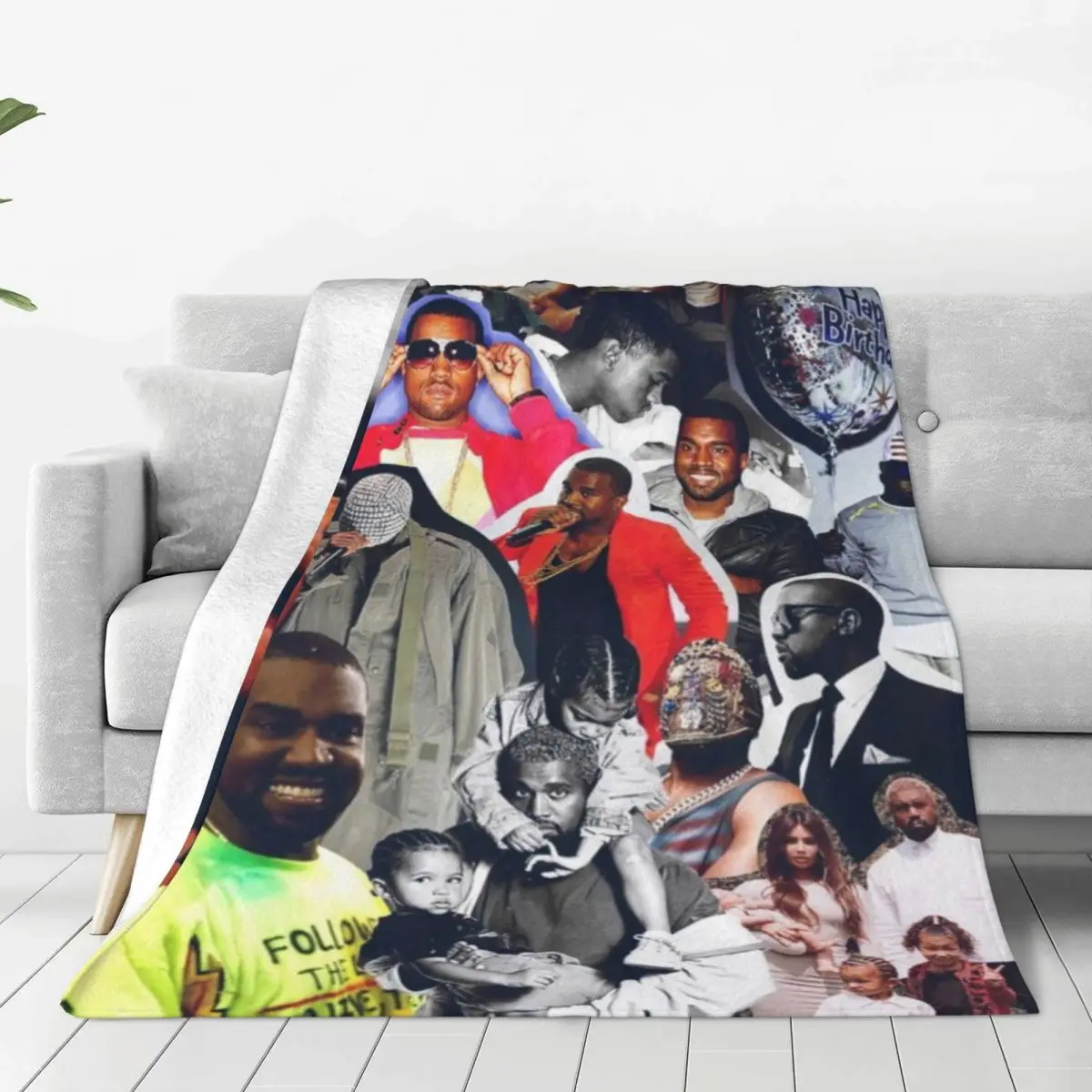 

K-Kanye West Blankets Photo Music Producer Camping Flannel Bedding Throws Warm Soft Couch Chair Custom Bedspread Gift