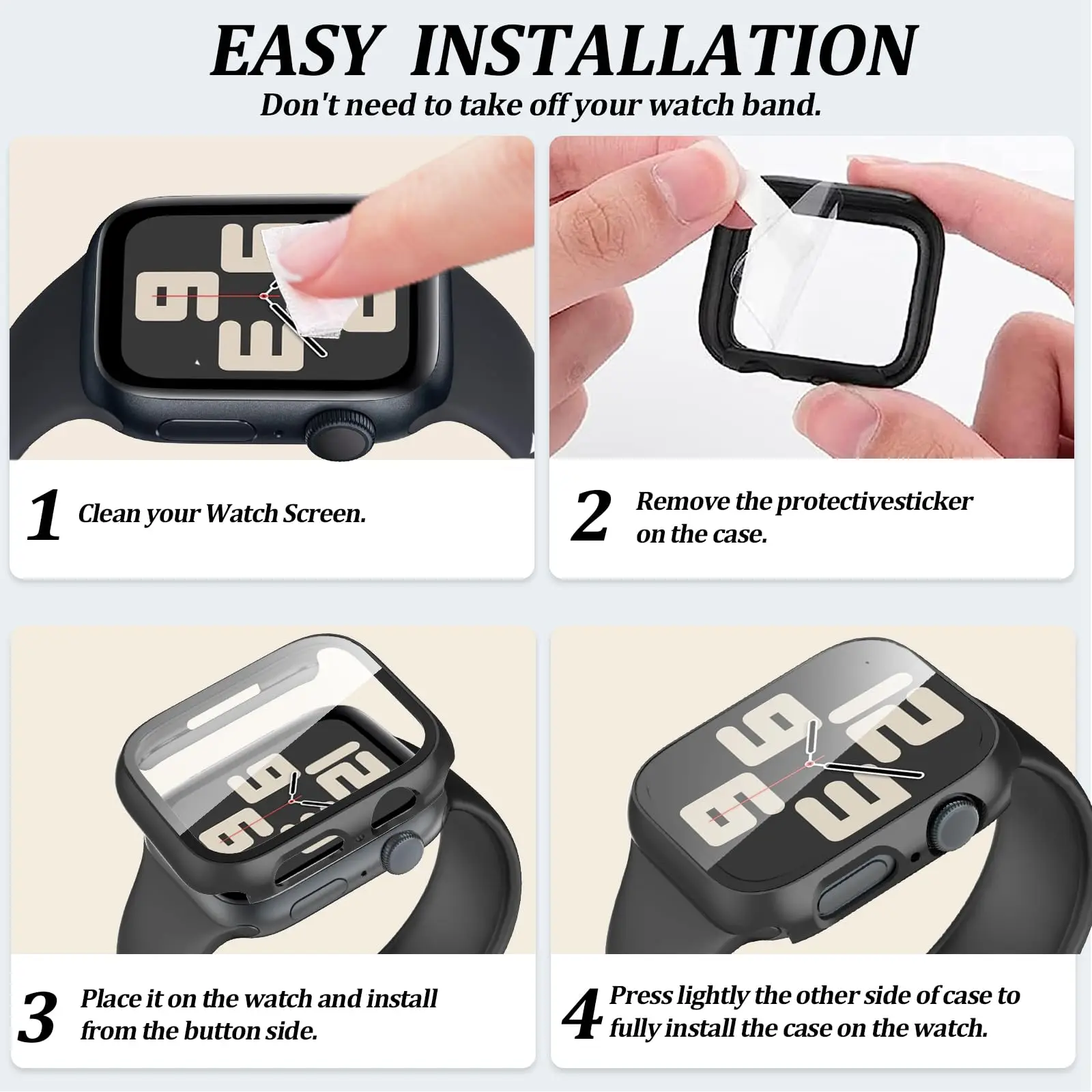 Premium Screen Protector and Case for Apple Watch with Glass Cover