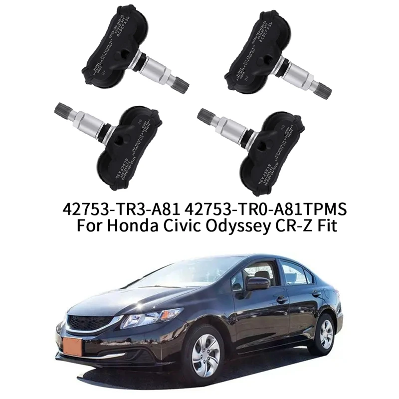 

4Pcs TPMS Tire Pressure Sensor Replacement For Honda Civic Odyssey CR-Z Fit 42753-TR3-A81 42753-TR0-A81